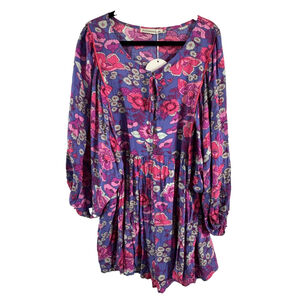 NWT Rusttydustty Bohemian style Long Sleeve Pink Floral romper size 3x